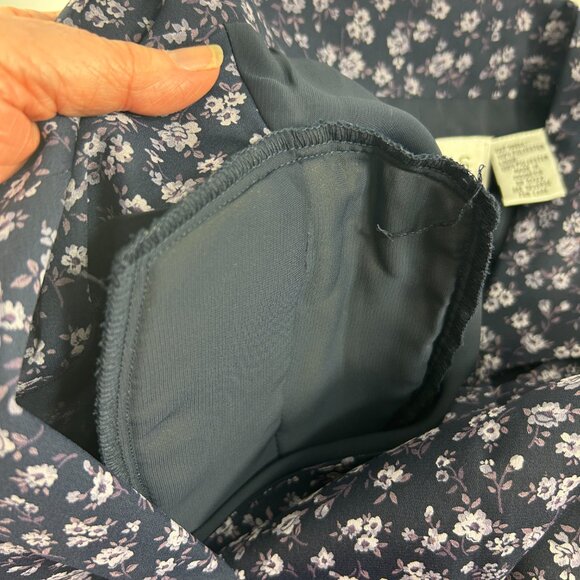 Chaus Woman Size 22 Dress Navy Blue Floral Short Sleeve Lined Button Front New - Picture 7 of 9